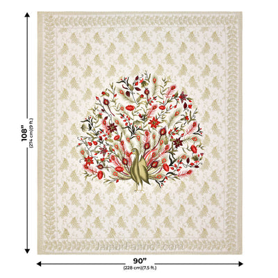 Dancing Peacock Green Pure Cotton Double BedSheet