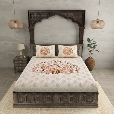 Dancing Peacock Pure Cotton Double Bedsheet – Choose Your Favorite Color