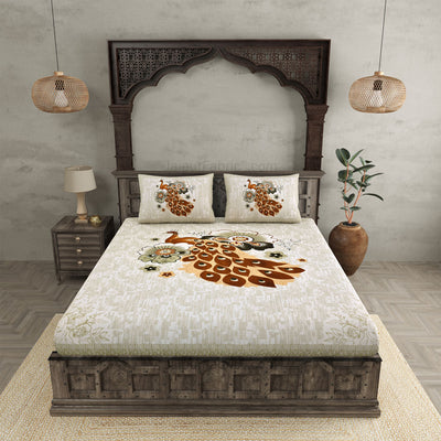 Peacock Earth Pure Cotton Double BedSheet
