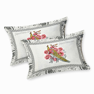 Majestic Peacock Dreams Pink & Blue Cotton Double Bedsheet