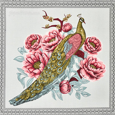 Majestic Peacock Dreams Pink & Blue Cotton Double Bedsheet