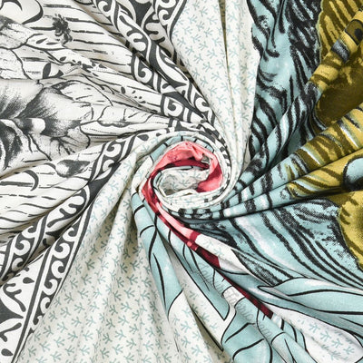 Majestic Peacock Dreams Pink & Blue Cotton Double Bedsheet