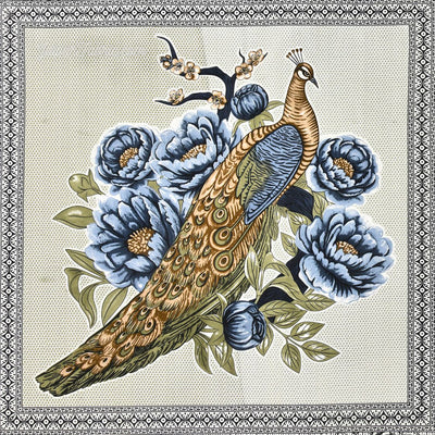 Indigo Night Peacock Symphony Cotton Double Bedsheet Kohler-Peacock Fusion