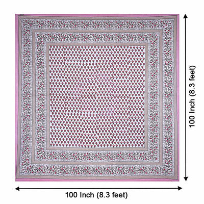 Multi Pink Floral Double Bedsheet with Two Pillow Cover