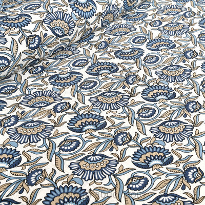 Blue Bloom Jaipur Fabric Double Bed Sheet