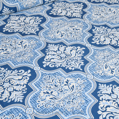 Elegance in Blue Jaipur Fabric Double Bed Sheet