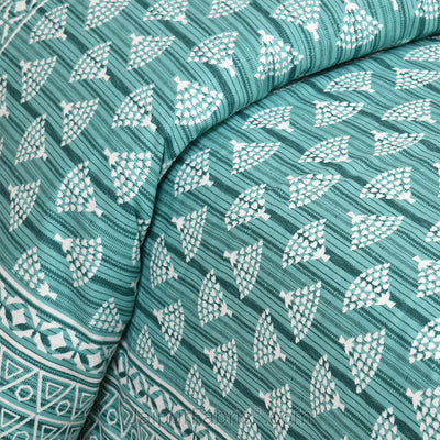 Artistic Green Jaipur Fabric Double Bed Sheet
