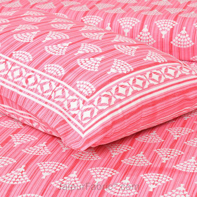 Artistic Pink Jaipur Fabric Double Bed Sheet