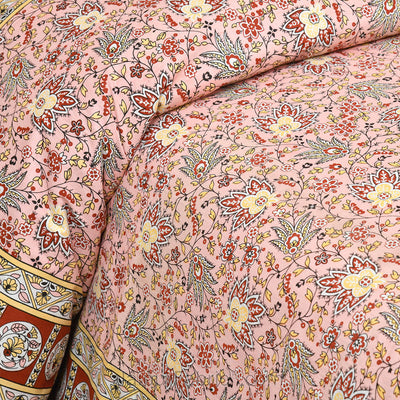 Aromatic Peach Jaipur Fabric Double Bed Sheet