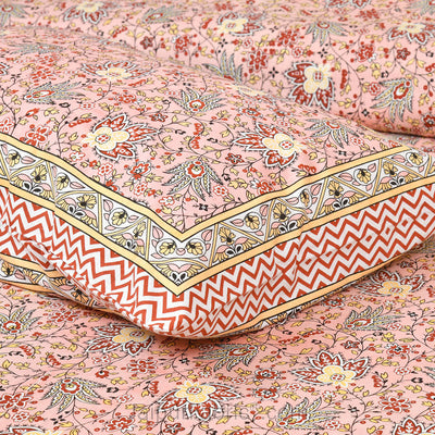 Aromatic Peach Jaipur Fabric Double Bed Sheet