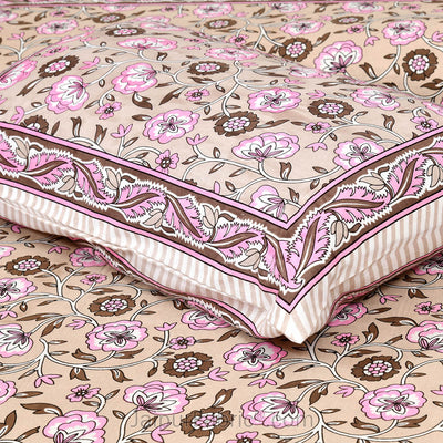 Beige Garden Jaipur Fabric Double Bed Sheet