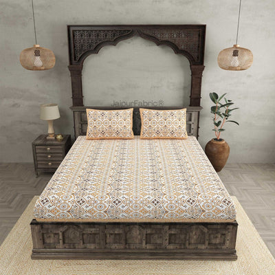 Showering Festivities Peach Pure Cotton Double Bedsheet