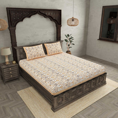 Showering Festivities Peach Pure Cotton Double Bedsheet