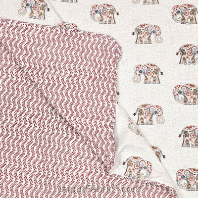 Pink Elephant Pure Cotton Double Bed Dohar