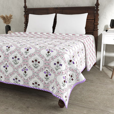 Mangal Jaal Purple Pure Cotton Reversible Single / Double Bed AC Quilt Dohar