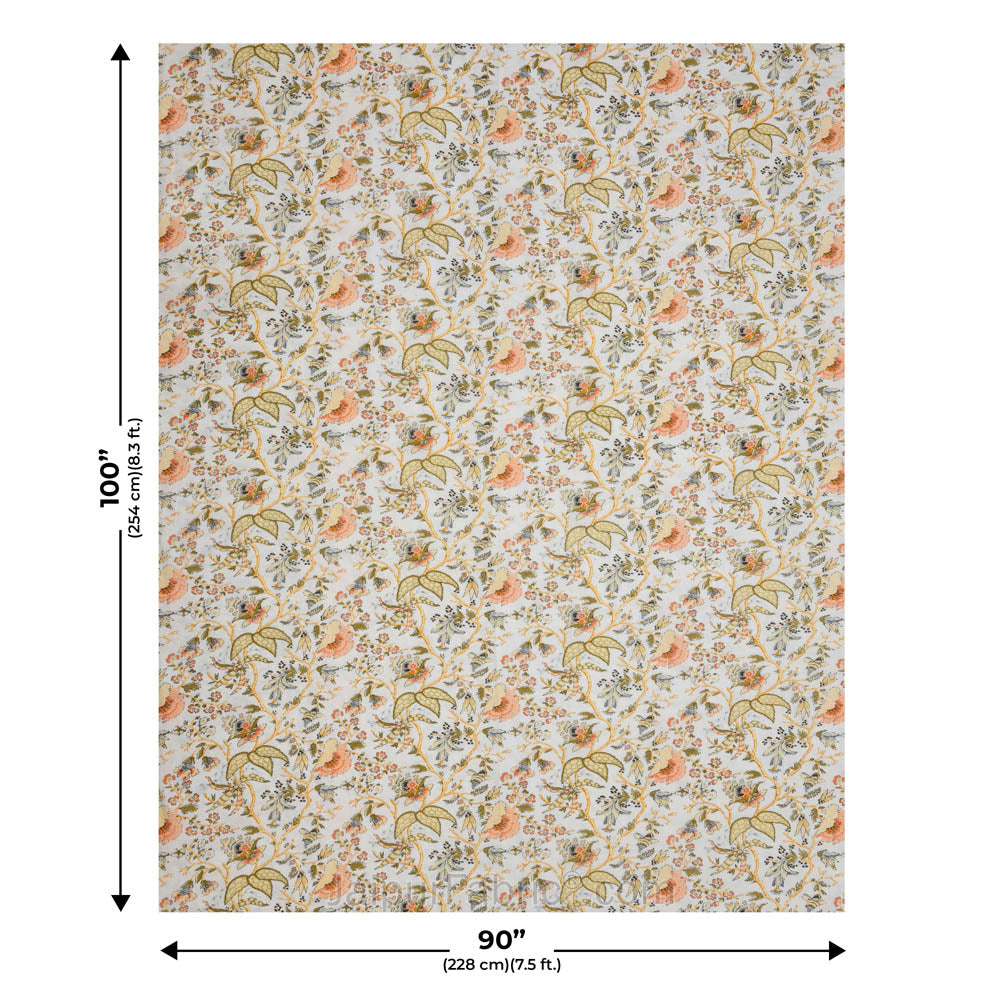 Floral Garden Yellowish Double Bed Dohar Blanket