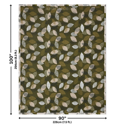 Autumn Fall Green Cotton Reversible Double Bed Dohar