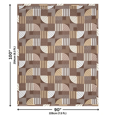 Geometric Maze Brown Cotton Reversible Double Bed Dohar
