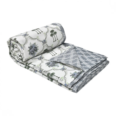 Misty Marble Grey & White Cotton Reversible Double Bed Dohar