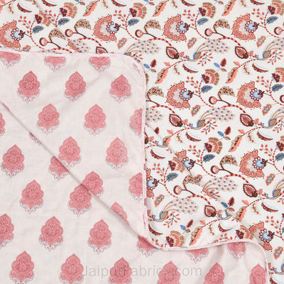Peach Motifs Pure Cotton Single Bed Dohar