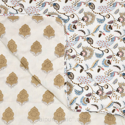 Blue Motifs Pure Cotton Single Bed Dohar