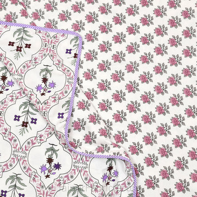 Mangal Jaal Purple Pure Cotton Reversible Single / Double Bed AC Quilt Dohar