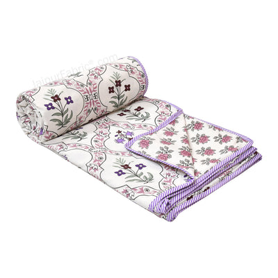 Mangal Jaal Purple Pure Cotton Reversible Single / Double Bed AC Quilt Dohar