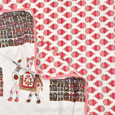 Hawa Mahal Pink Pure Cotton Reversible Single / Double Bed AC Quilt Dohar