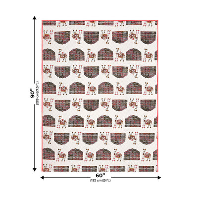 Hawa Mahal Pink Pure Cotton Reversible Single / Double Bed AC Quilt Dohar