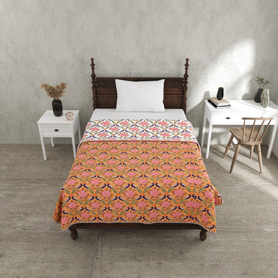 Peacock Garden Pure Cotton Reversible Single / Double Bed AC Quilt Dohar