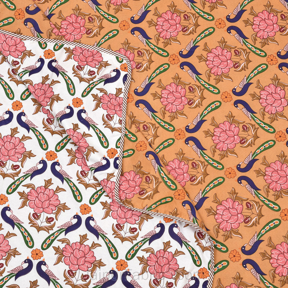 Peacock Garden Pure Cotton Reversible Single / Double Bed AC Quilt Dohar