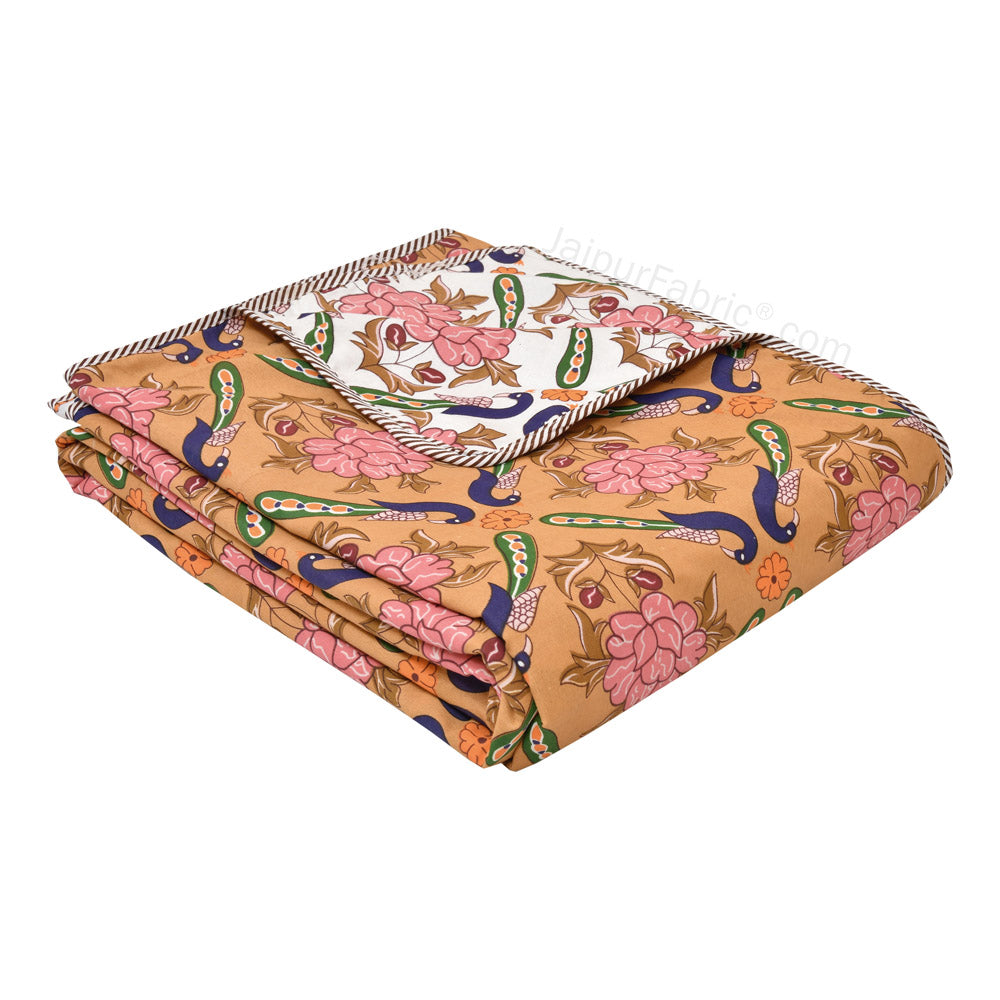 Peacock Garden Pure Cotton Reversible Single / Double Bed AC Quilt Dohar