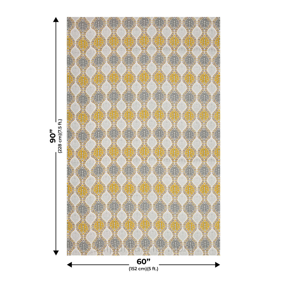 Wavy Ethnic Yellowish Grey Single Bed Dohar Blanket