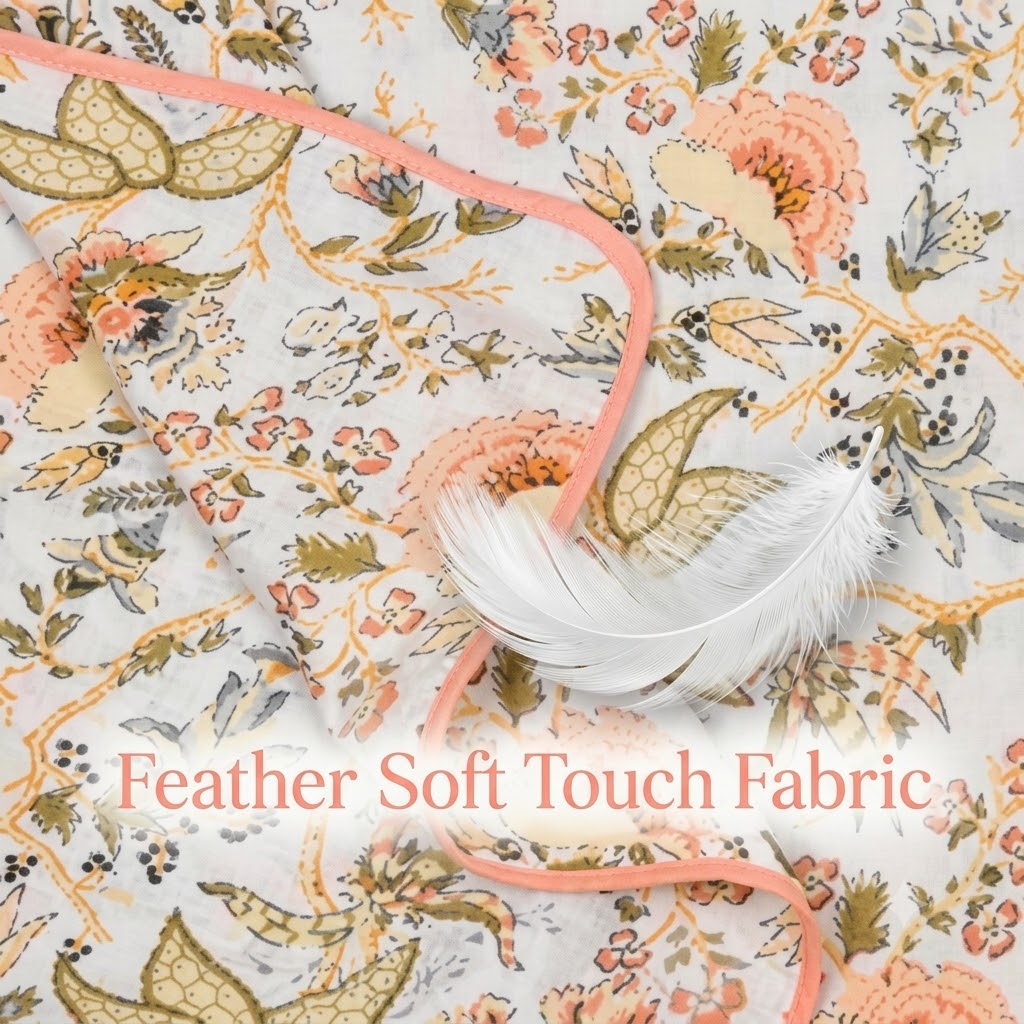 Floral Garden Yellowish Double Bed Dohar Blanket