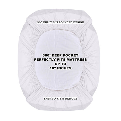 Heavy Quality White Terry Cotton Waterproof and Elastic Fitted Water Resistant Ultra Soft Double Mattress Cover