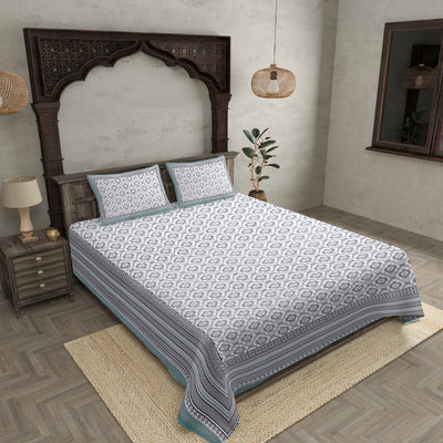 Double bedsheet Light Grey Retro Print