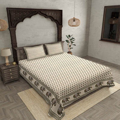 Creamy Caramel Motif Double Bedsheet