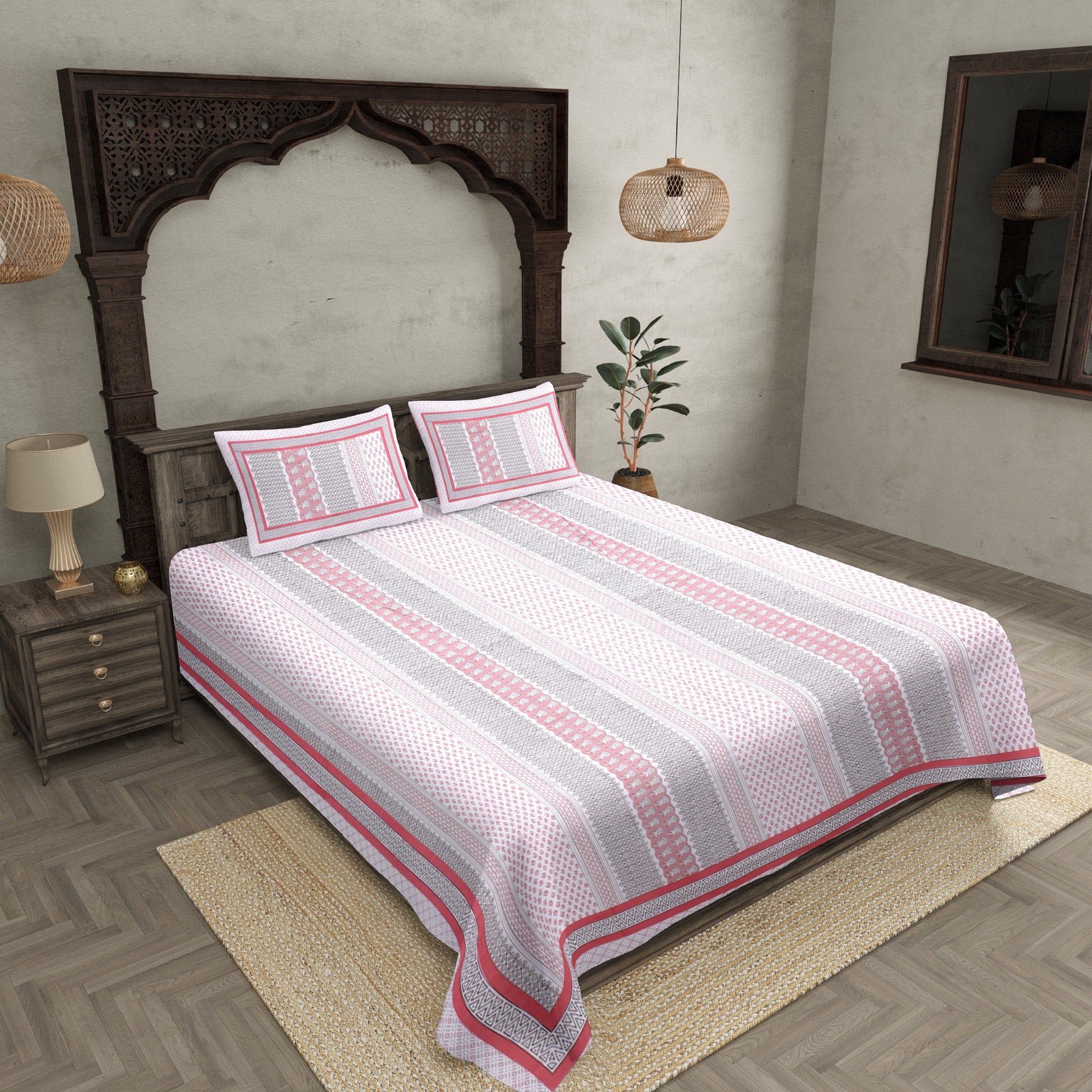Longitudinal Composition Peach Double Bedsheet