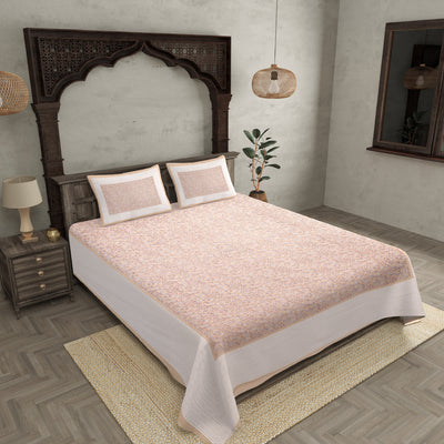 Floral Double Bedsheet Brown base with 2 Pillow Covers