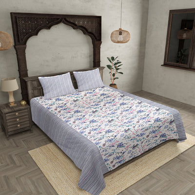 Double Bedsheet Livid Colorful Sparrows  Design Print