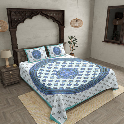 Paisley Sea Green Double Bedsheet