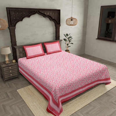 Double Bedsheet Pink Elegent Seamless Floral Pattern