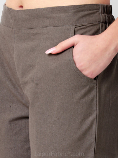 Taupe Neutral Women Cotton Pants casual and semi formal daily trousers