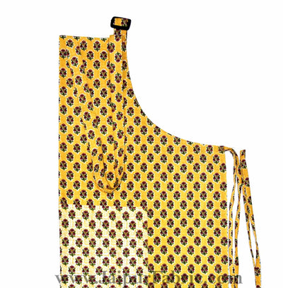 Floral buta print mustard yellow apron