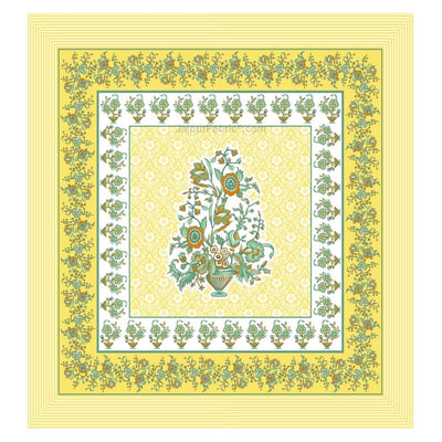 Jaipuri Gamla Lemon Yellow Cotton King Size Bedsheet