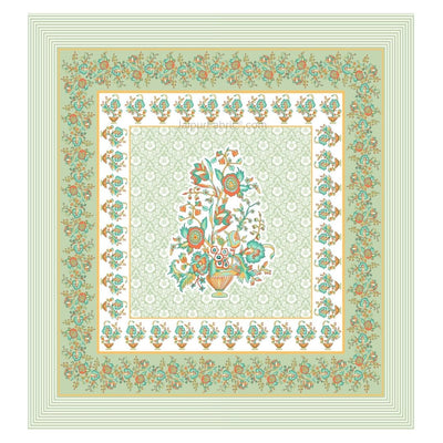 Jaipuri Gamla Garden Green Cotton King Size Bedsheet