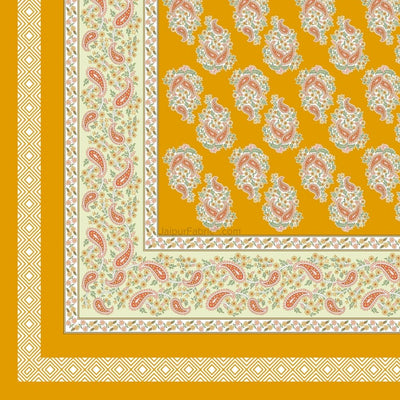 Ethnic Glow Mustard Cotton King Size Bedsheet