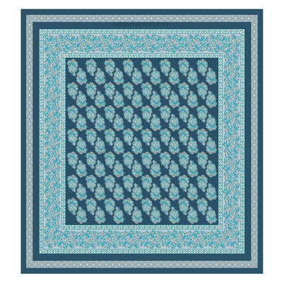 Ethnic Glow Blue Cotton King Size Bedsheet