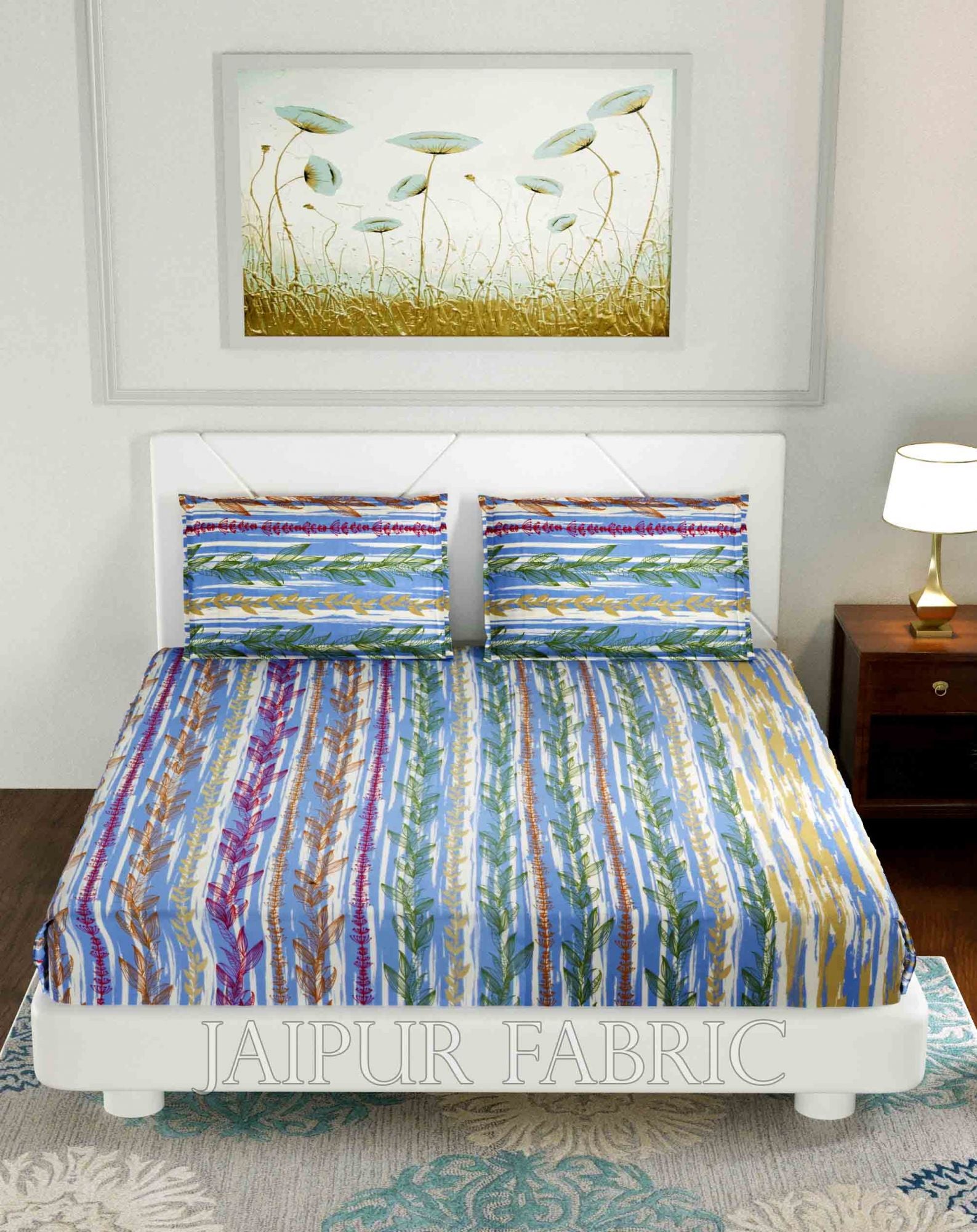 deep aquatic king size double bedsheet