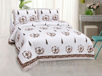 pleasing nest brown fine cotton hand block king size bedsheet set